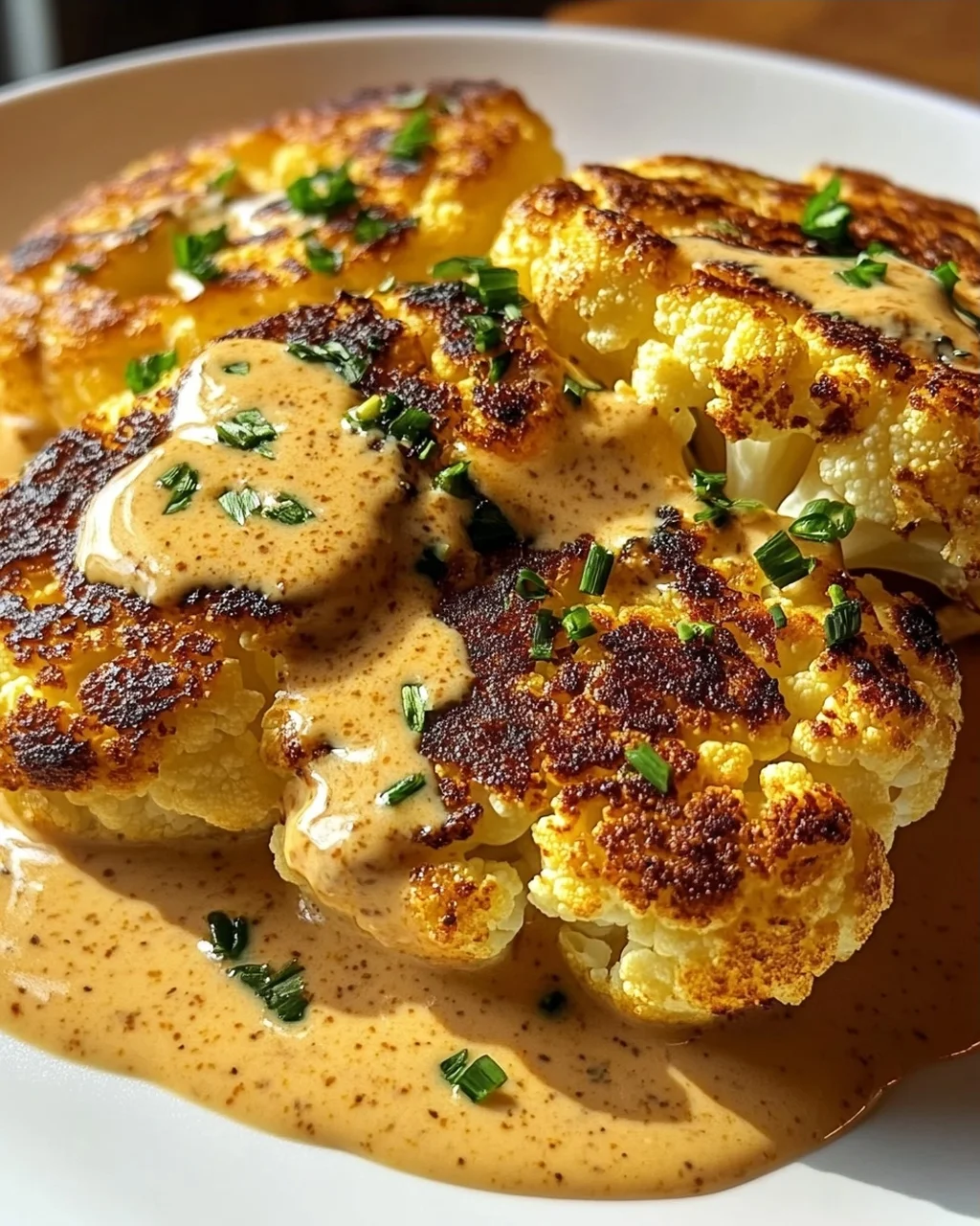 Blumenkohlsteak mit Pfefferrahmsauce