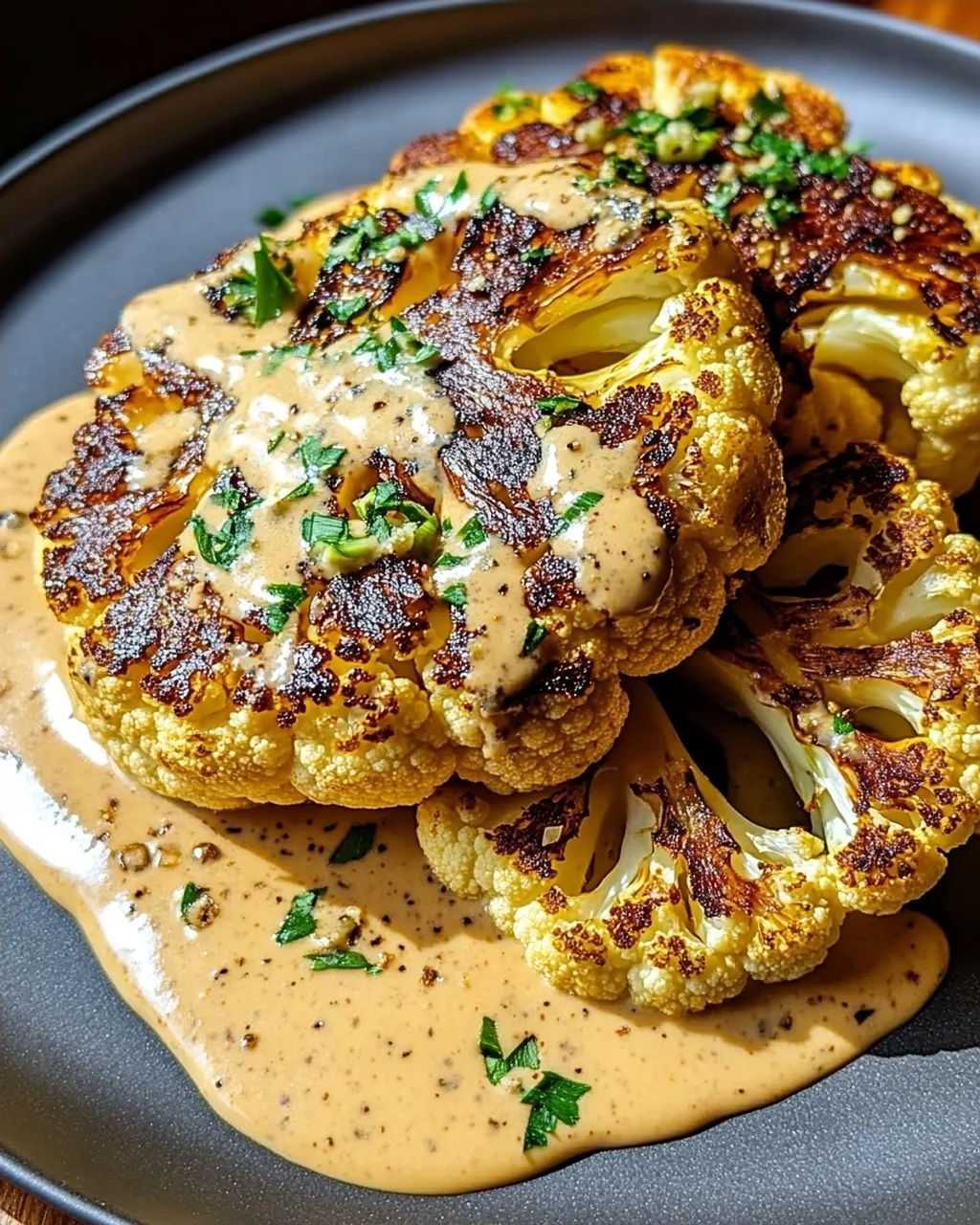 Blumenkohlsteak mit Pfefferrahmsauce