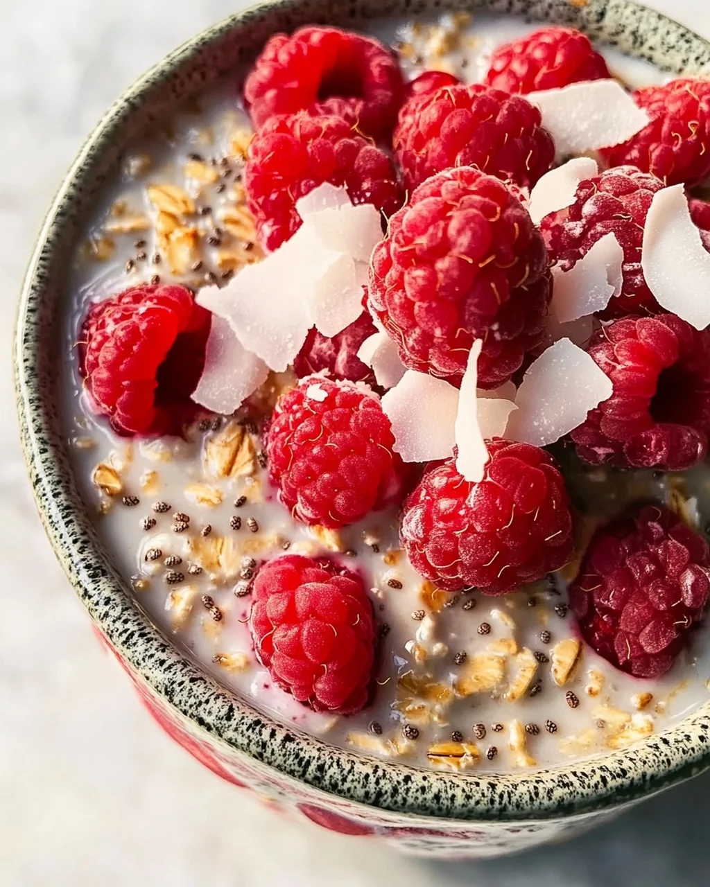 Chia Overnight Oats mit Himbeeren