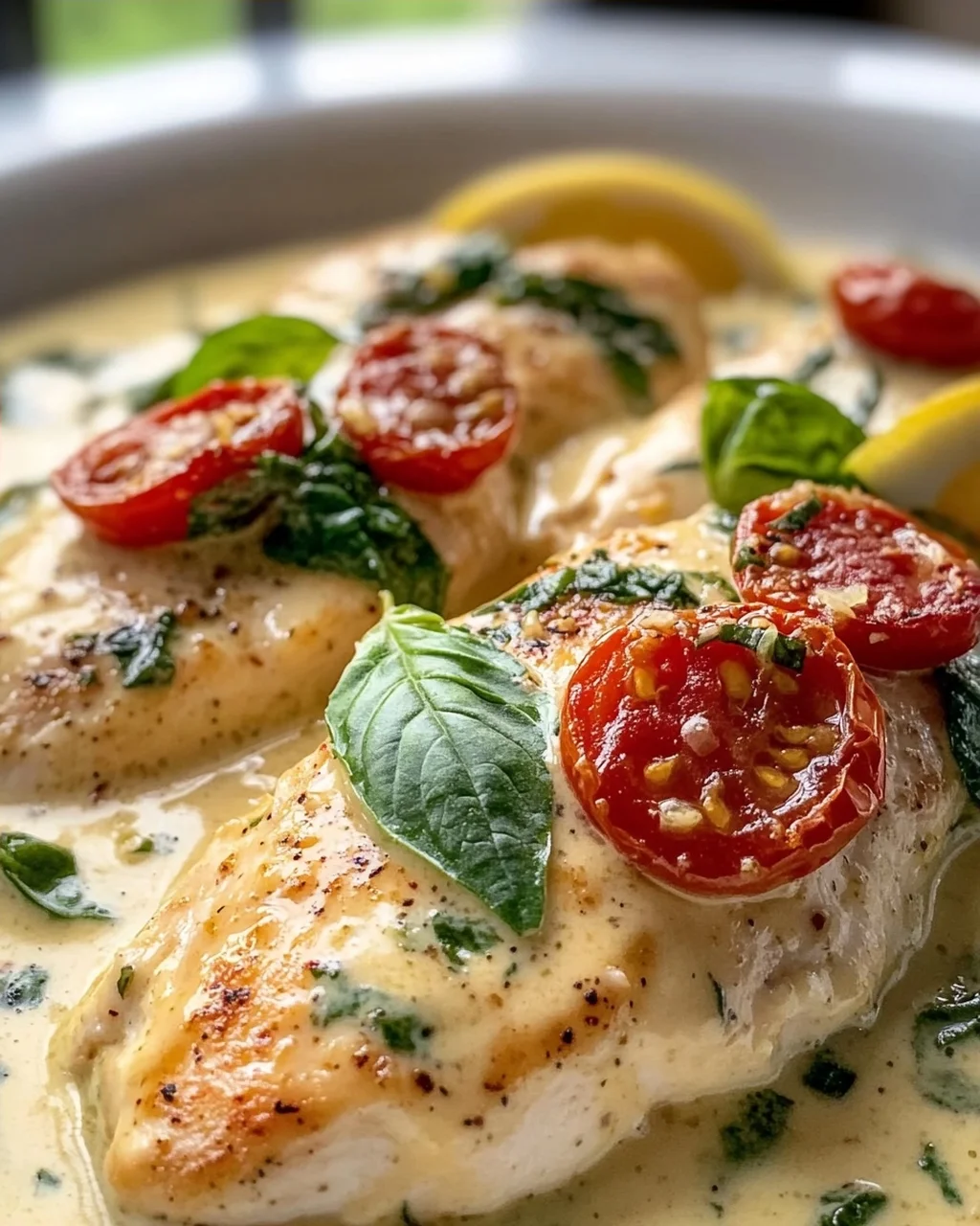 Creamy Tuscan Chicken with Basil and Cream Sauce