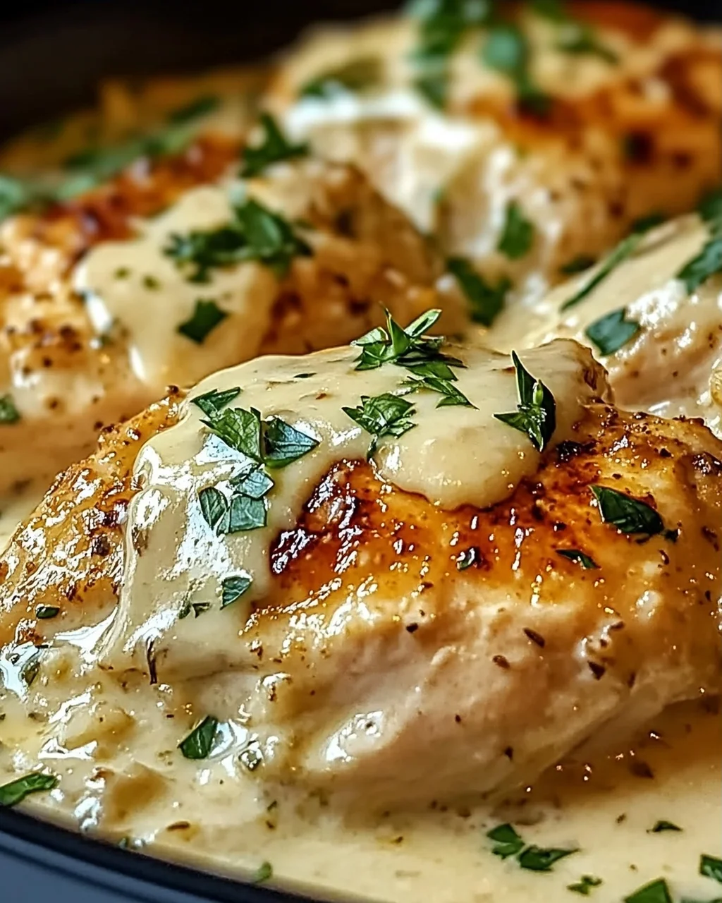 Cremiges Überbackenes Hühnchen und Reis zum Verlieben
