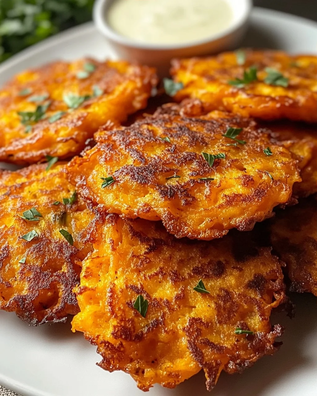 Crispy Butternut Squash Fritters mit Knoblauchdip Rezept