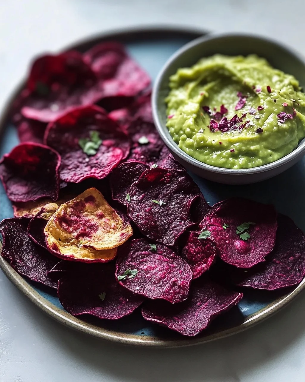 Crispy Rote Bete Chips mit Avocadocreme Dip – Gesund & Lecker!