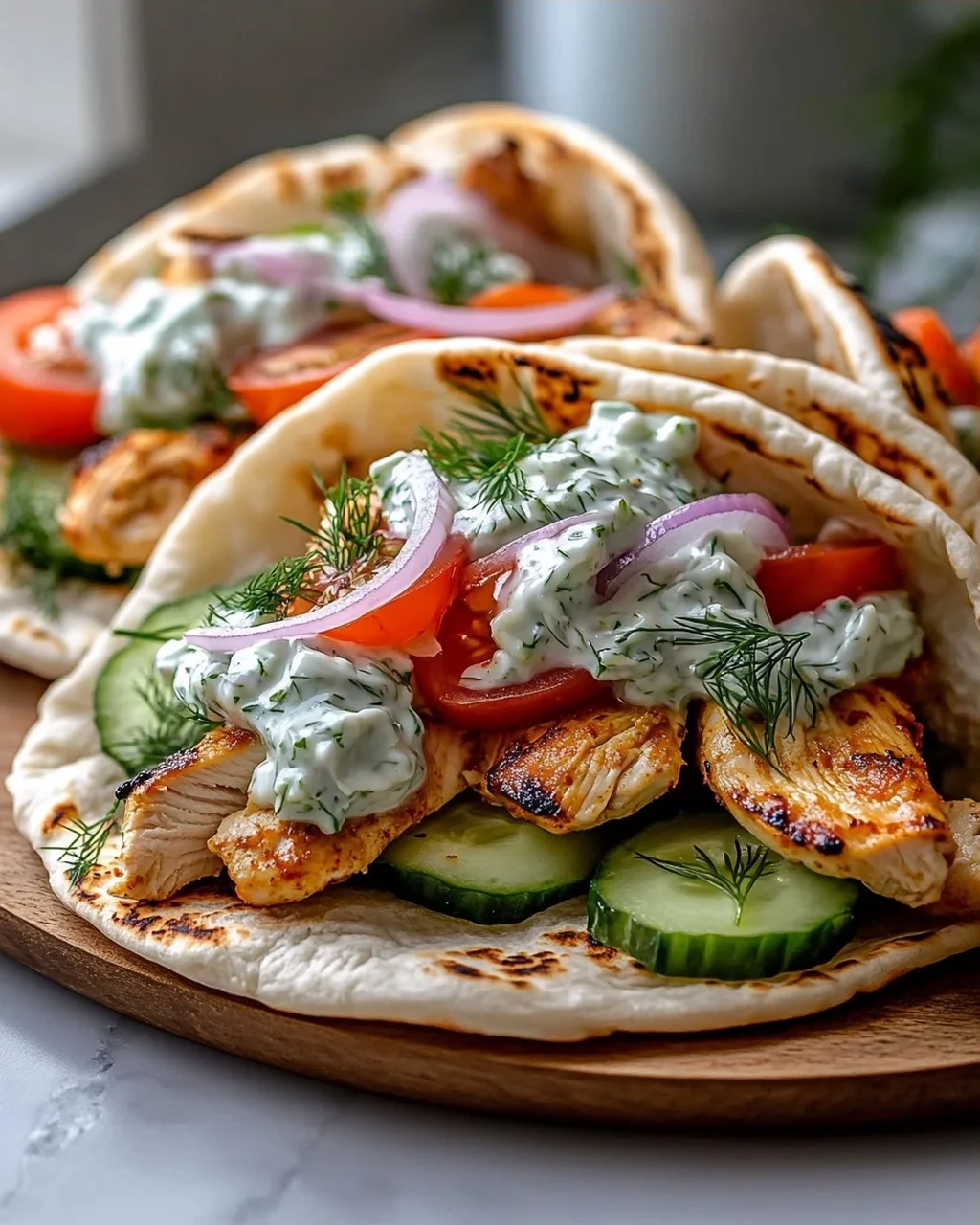 Crockpot Griechische Hähnchen-Pitas mit Tzatziki Rezept