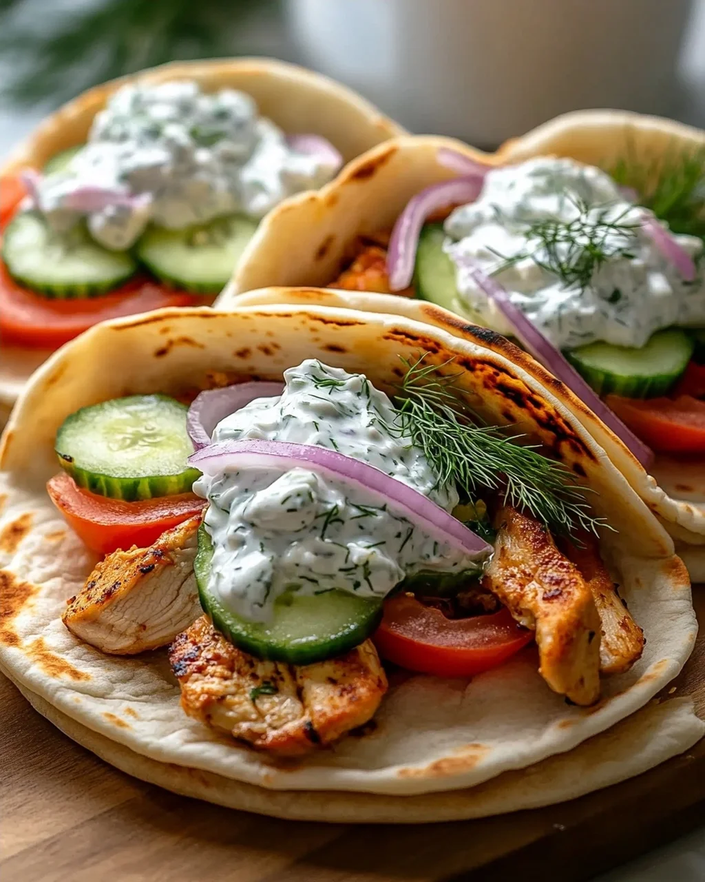 Crockpot Griechische Hähnchen-Pitas mit Tzatziki Rezept