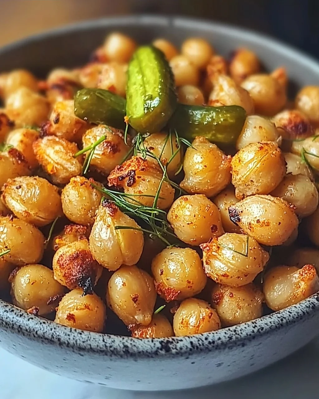 Dillgurken geröstete Kichererbsen für Knabberspaß