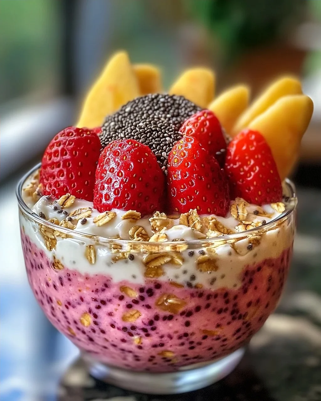 Erdbeeren und Sahne Übernacht-Haferflocken Genuss