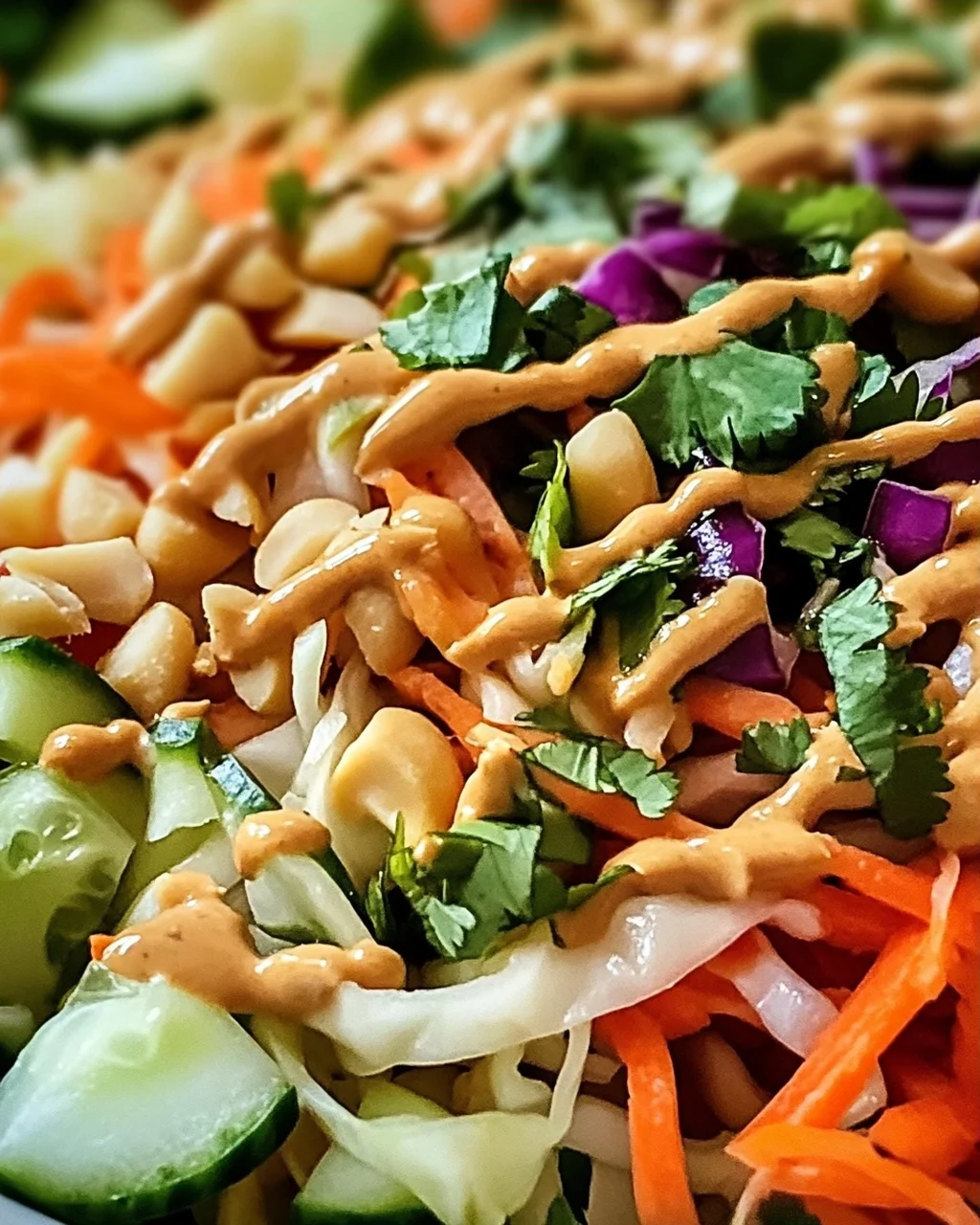 Frühlingsrollen-Salat mit Erdnussoße für jeden Anlass