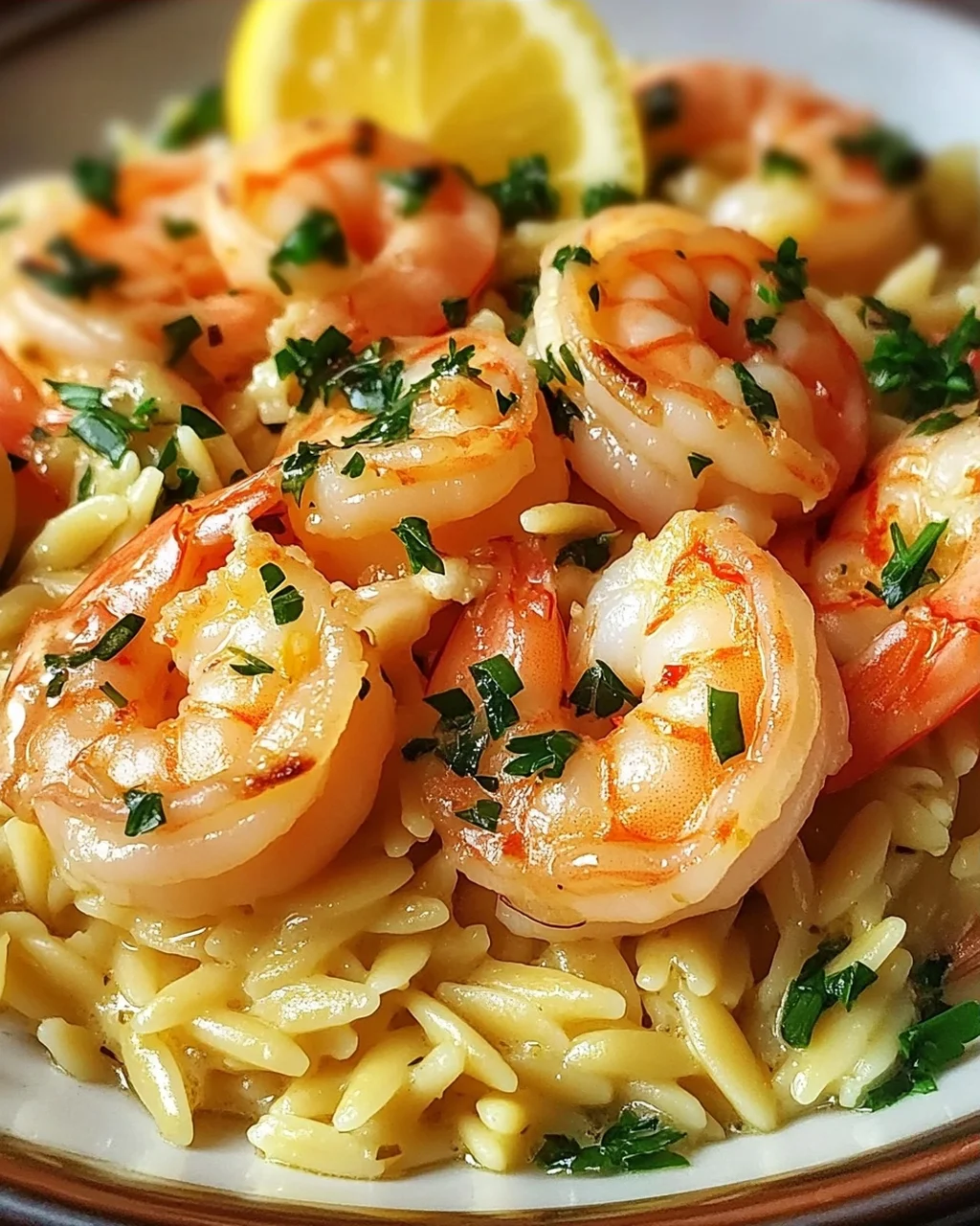 Garnelen-Orzo in Zitronen-Knoblauch-Sauce