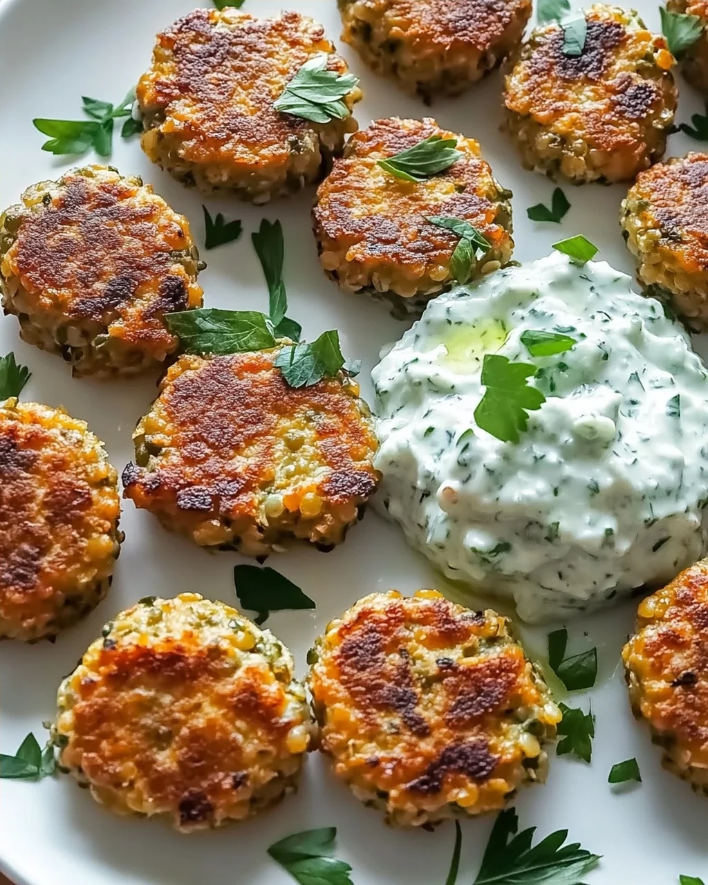 Gebratene griechische Linsenfrikadellen mit Tzatziki Rezept