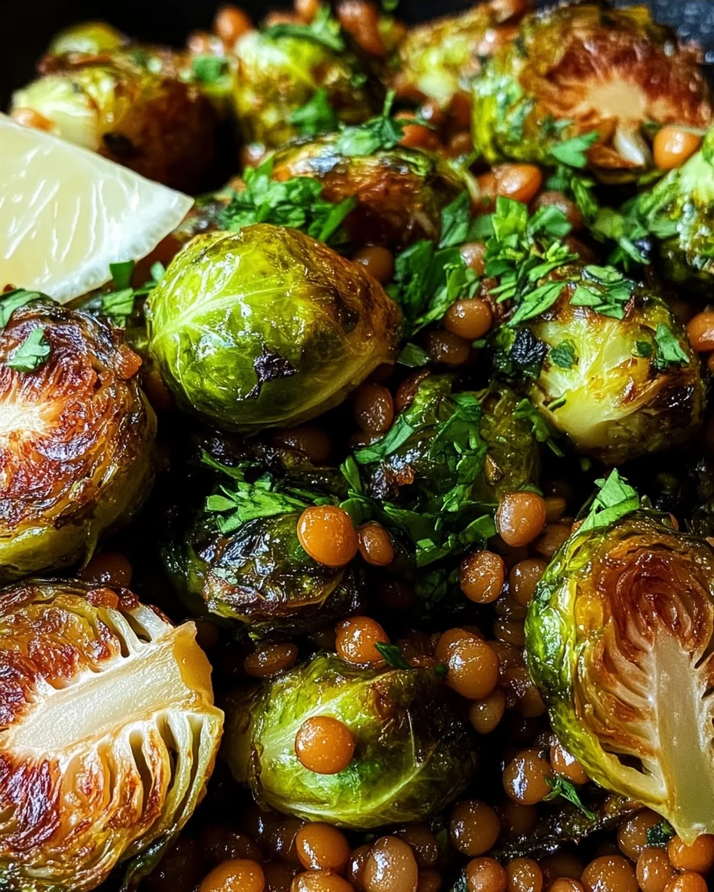 Gebratener Rosenkohl mit Berglinsen