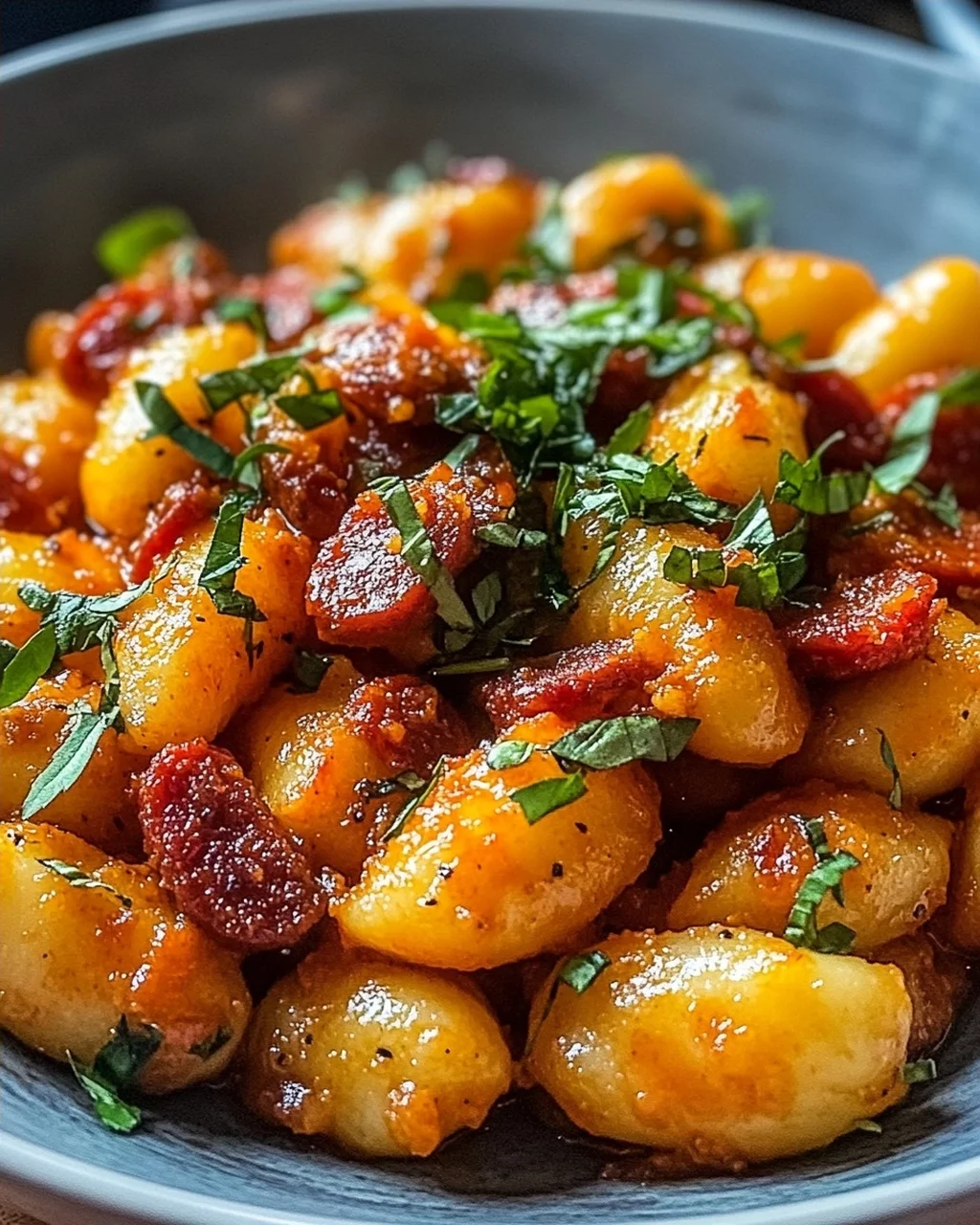 Gnocchi mit Chorizo und cremiger Harissa-Sauce