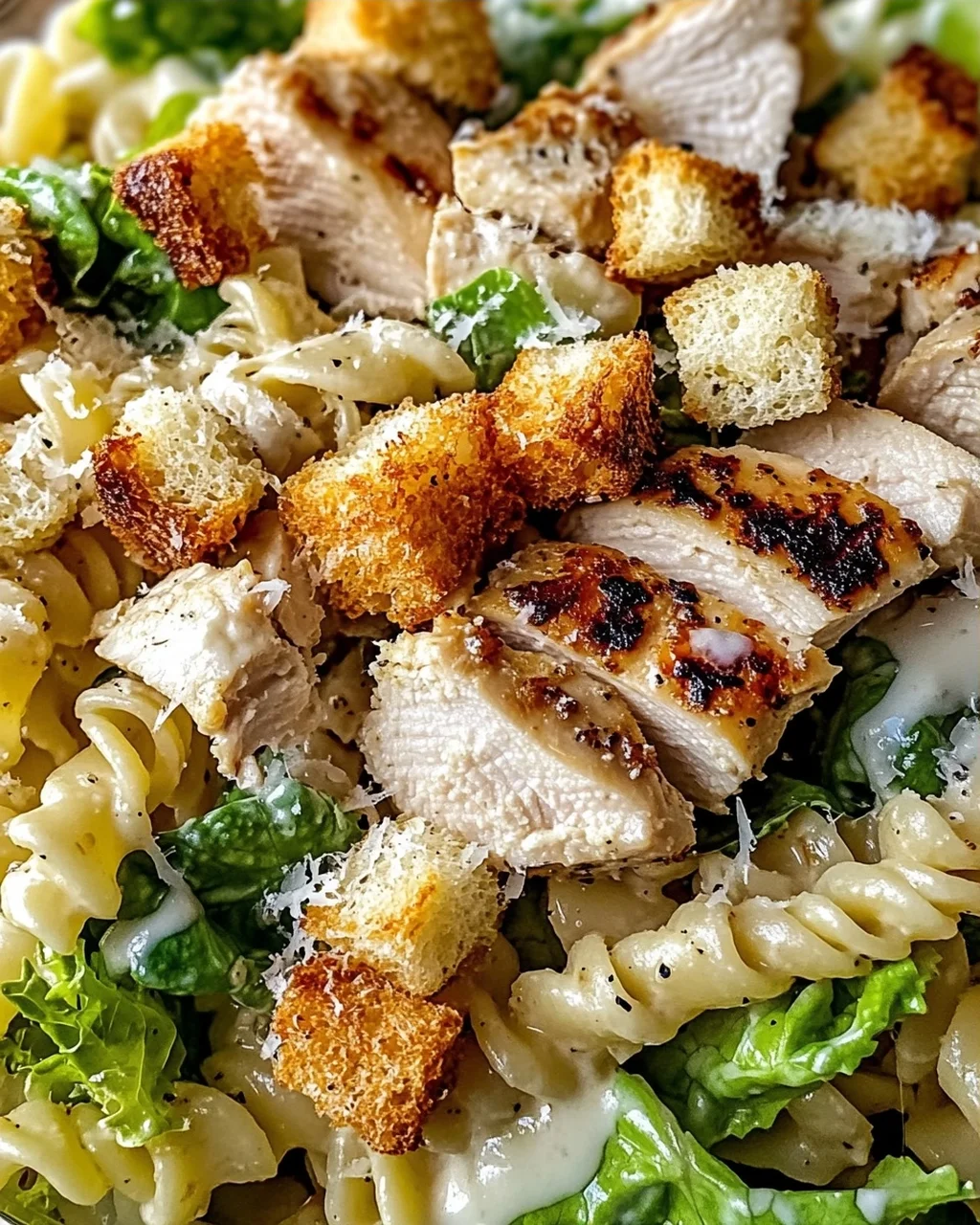 Hühnchen Caesar Pasta Salat für jeden Tag