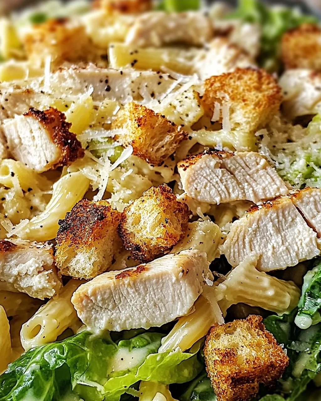 Hühnchen Caesar Pasta Salat für jeden Tag