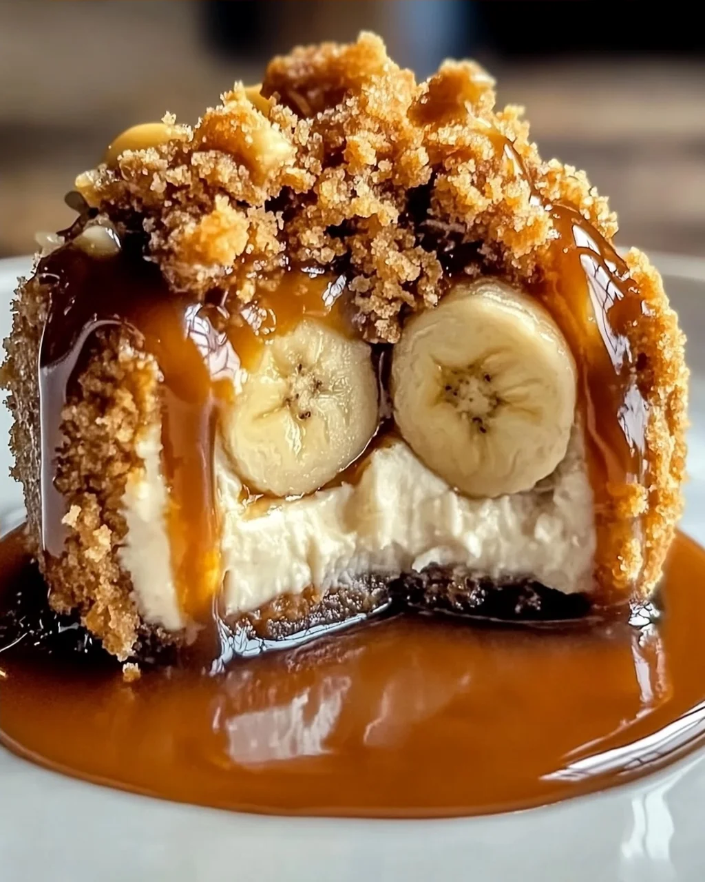 Karamell-Bananen-Käsekuchen-Crunch-Bomben ganz leicht