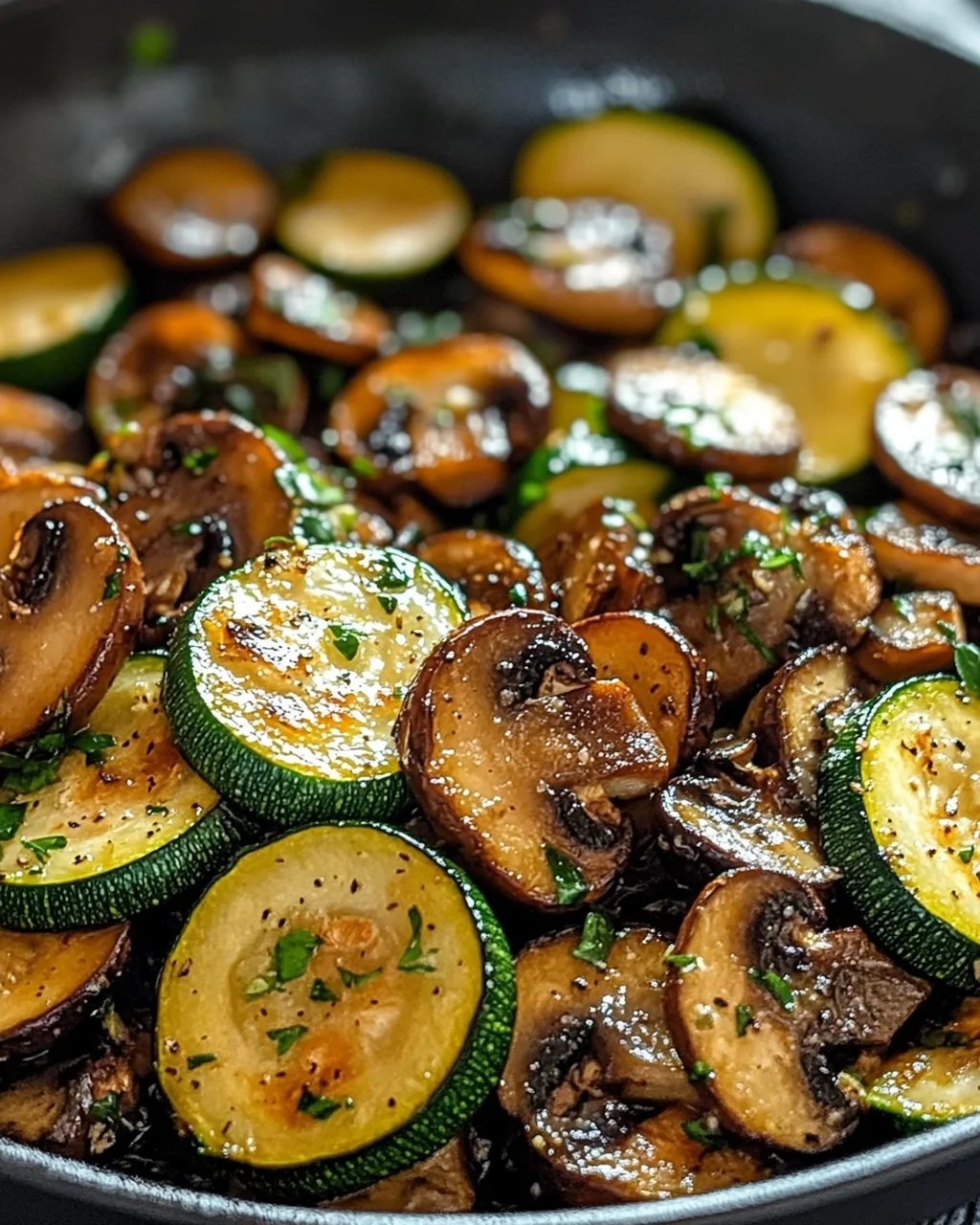 Karamellisierte Zucchini und Pilz-Pfanne für Genießer