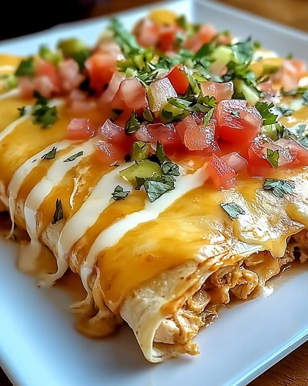 Käse-Hühnchen-Enchiladas mit Queso für jeden Anlass