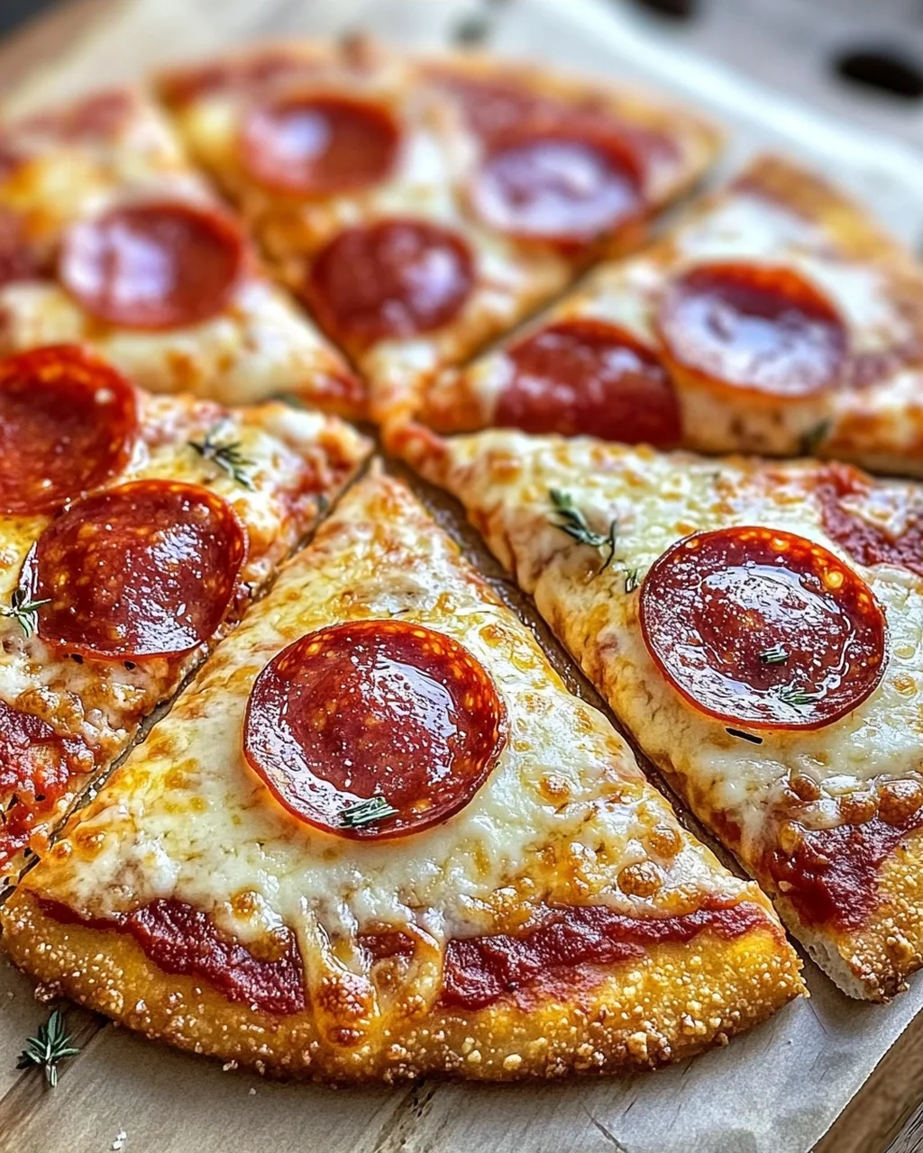 Klassische Heißluftfritteuse Hüttenkäse Pizzaboden
