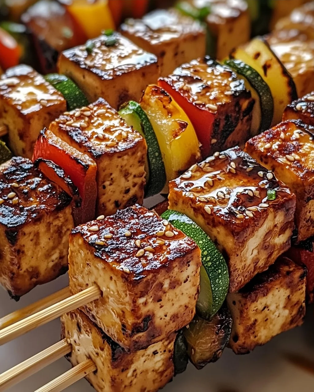 Knoblauch-Soja-Glasierte Tofu-Spieße