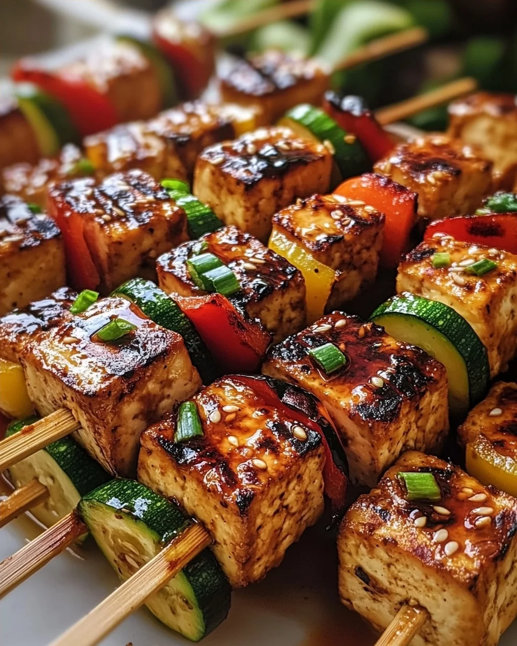Knoblauch-Soja-Glasierte Tofu-Spieße