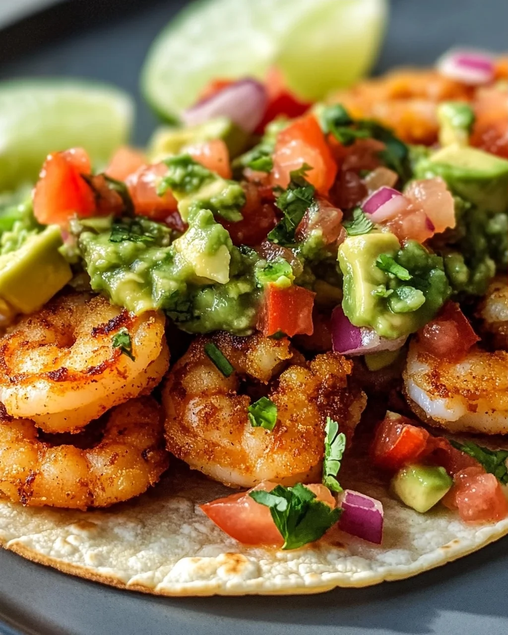 Knusprige Air Fryer Shrimp Tacos mit Avocado Salsa
