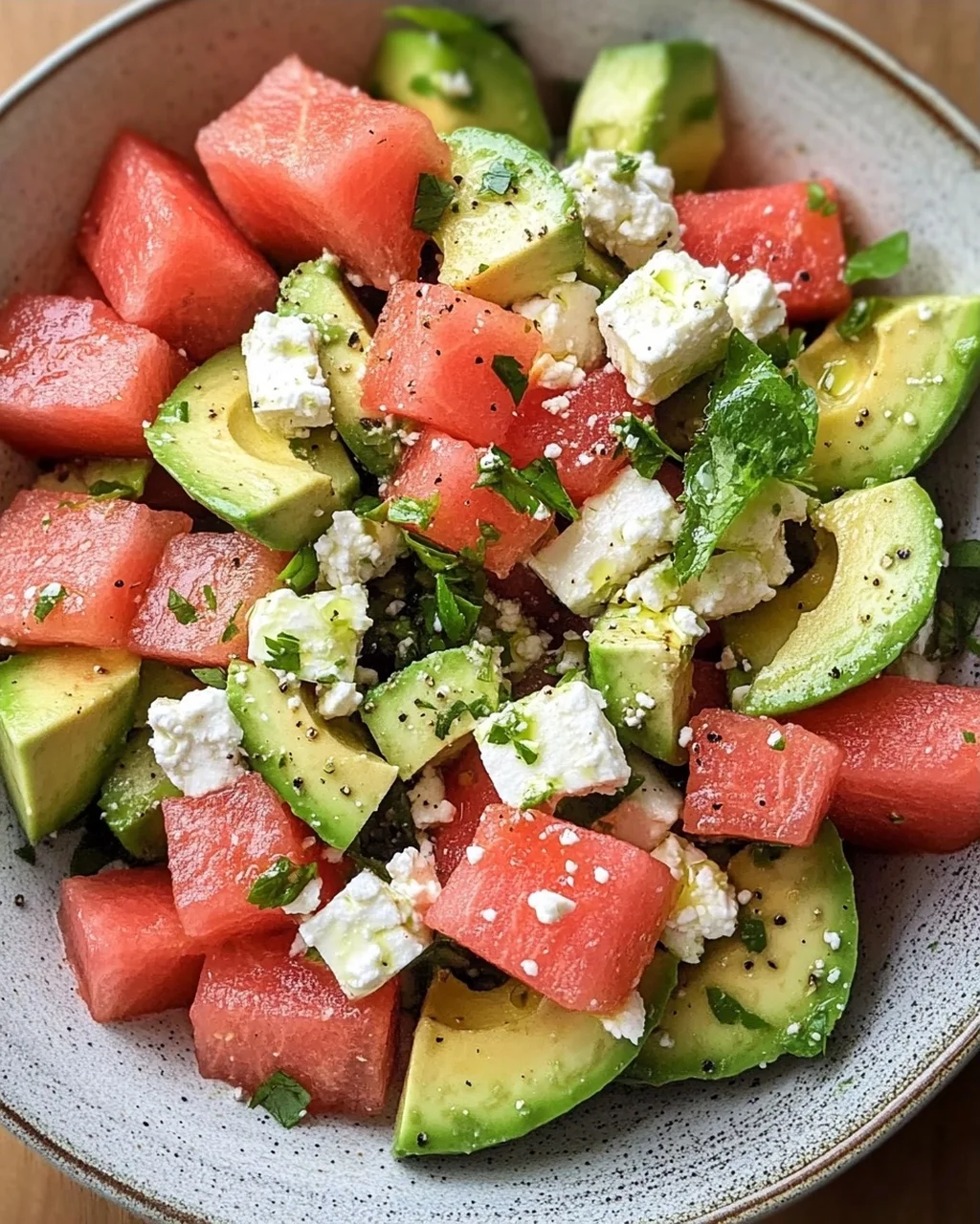 Melonen Feta Salat mit Avocado