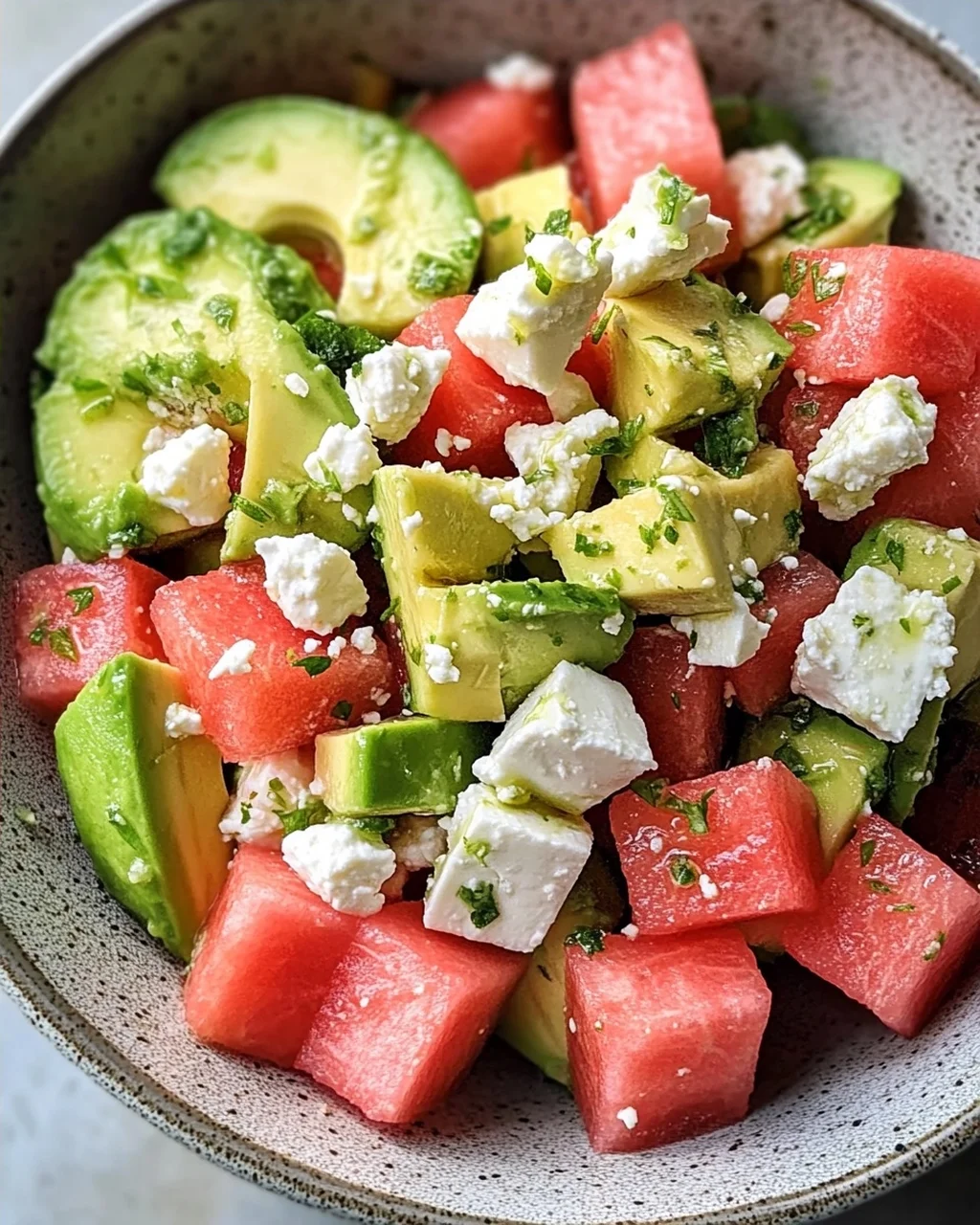 Melonen Feta Salat mit Avocado