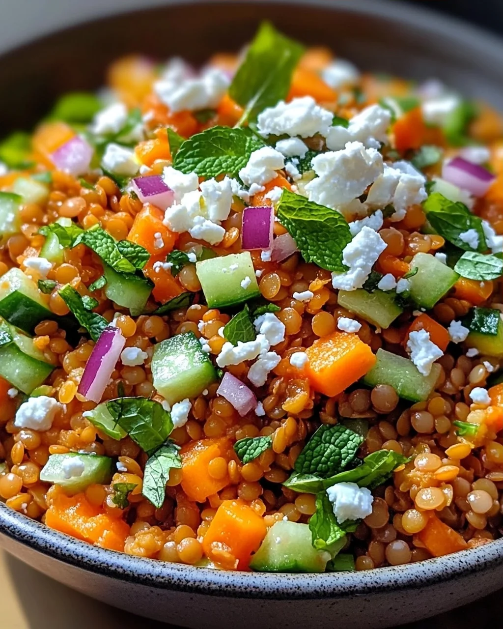 Orientalischer Rote Linsensalat mit Feta