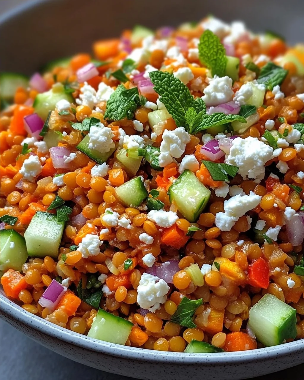 Orientalischer Rote Linsensalat mit Feta