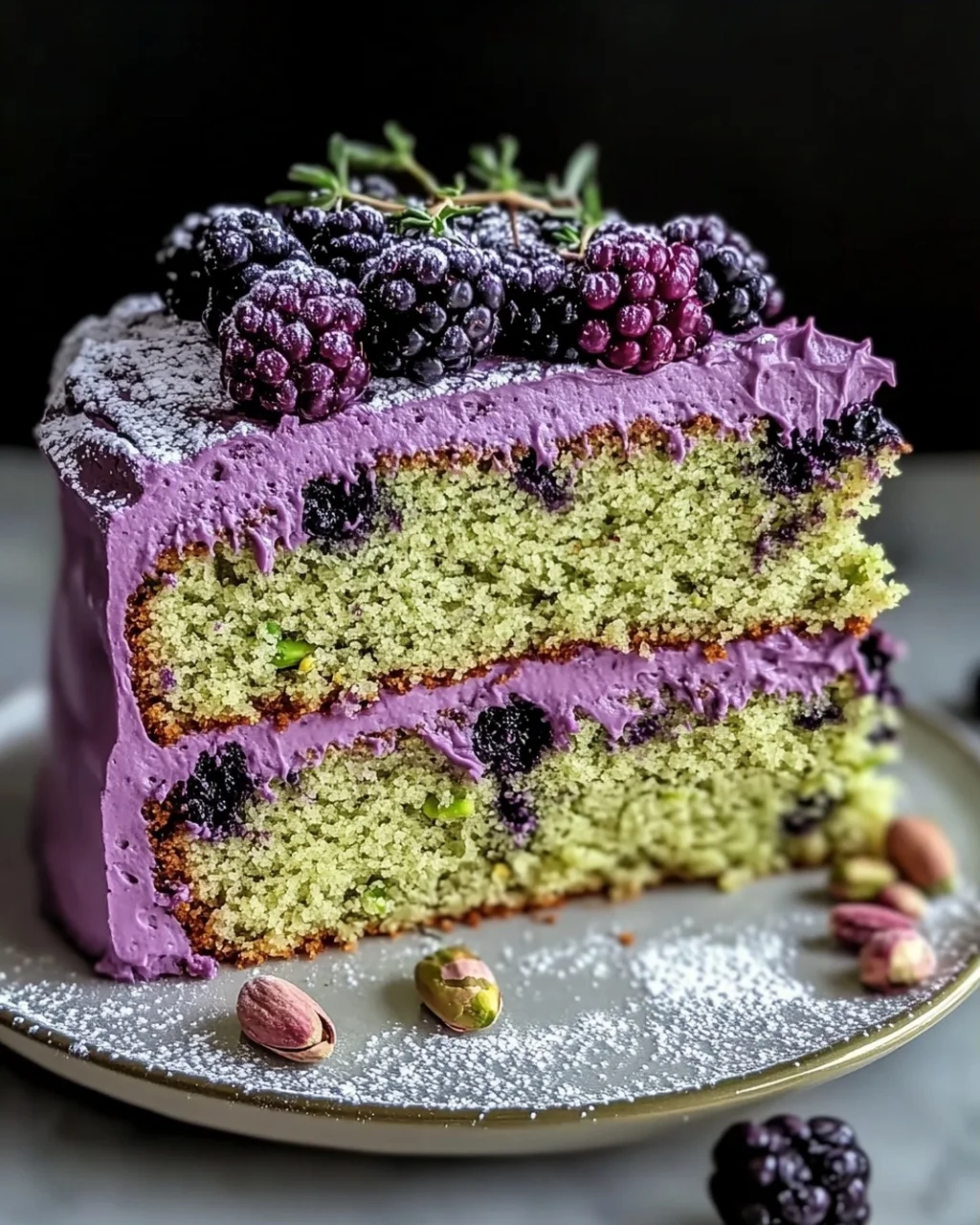 Pistazien- und Brombeeren-Olivenölkuchen für Feinschmecker