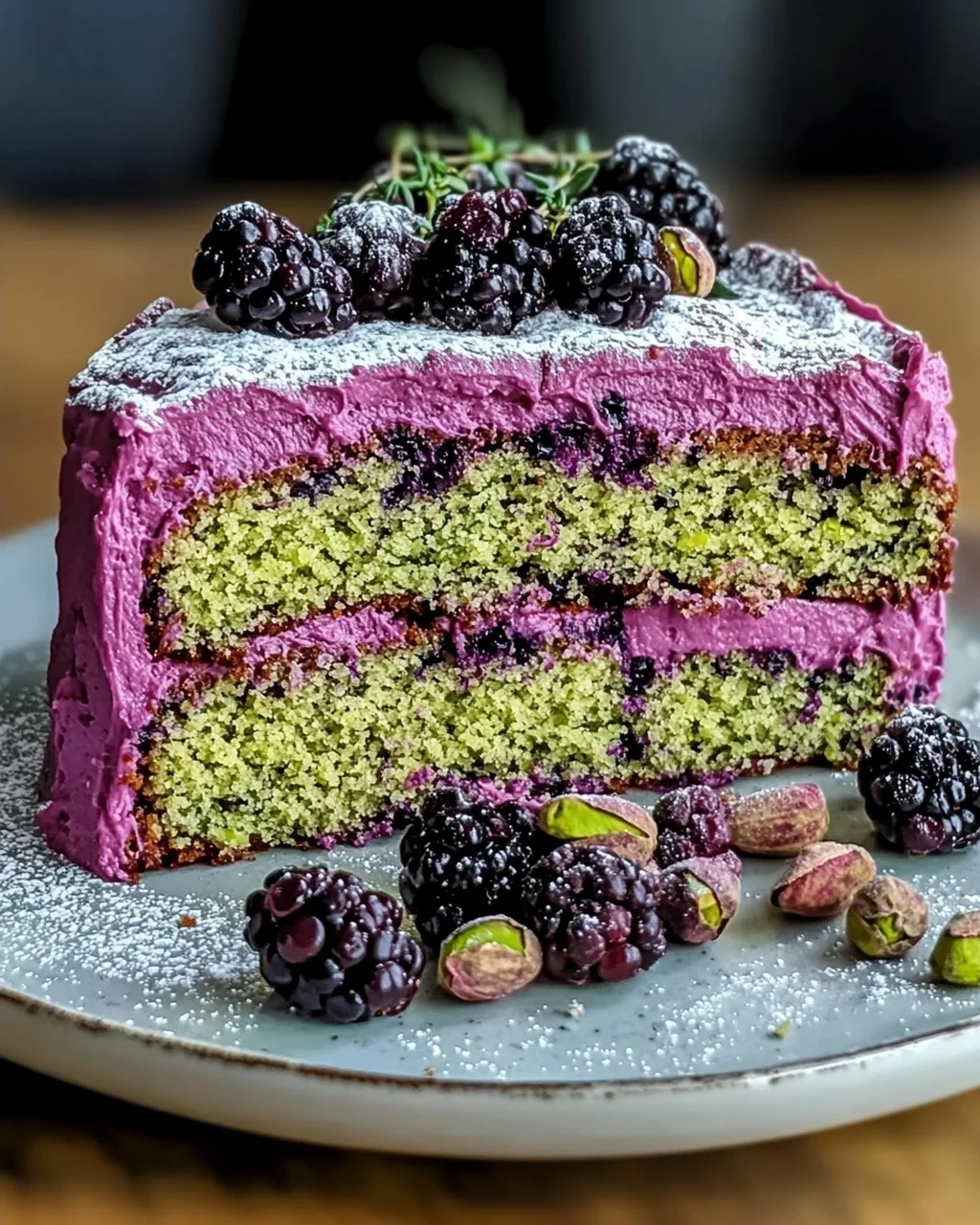 Pistazien- und Brombeeren-Olivenölkuchen für Feinschmecker