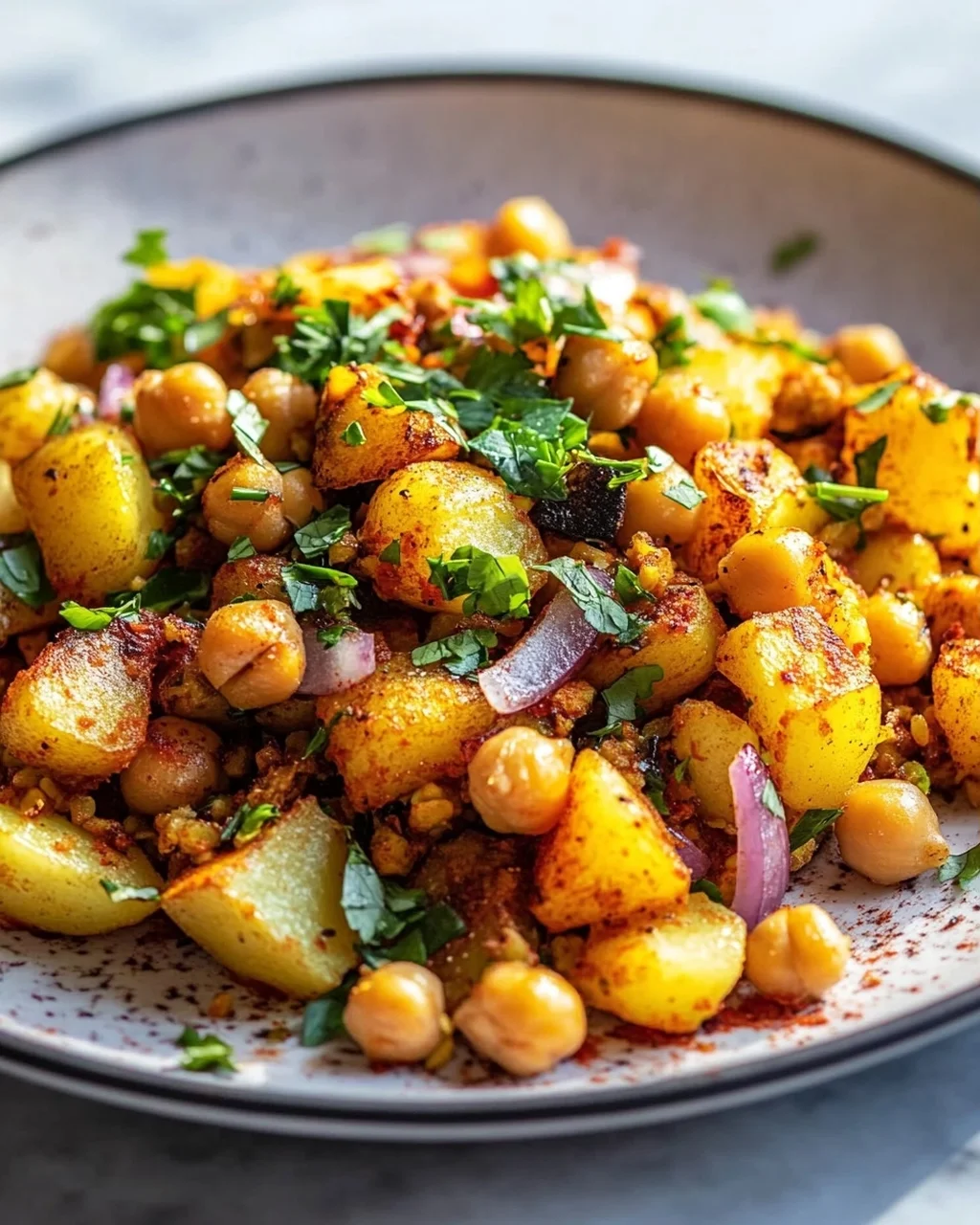 Rauchiger Paprika-Kichererbsen-Kartoffel-Hash – Lecker & Vegan