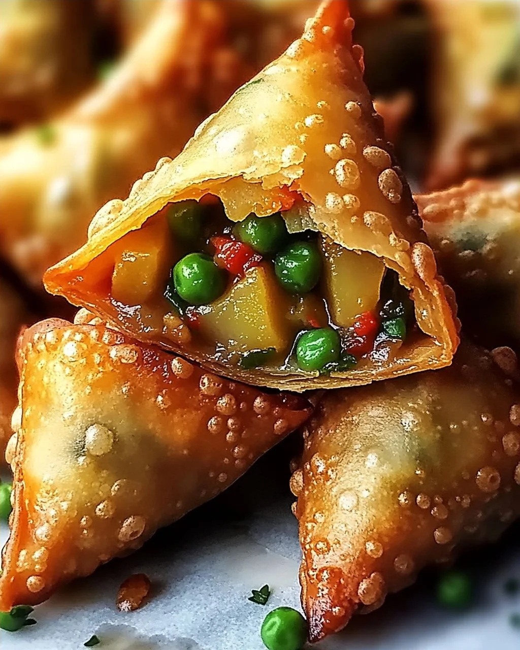 Reis-Papier-Samosas mit würziger Gemüsefüllung
