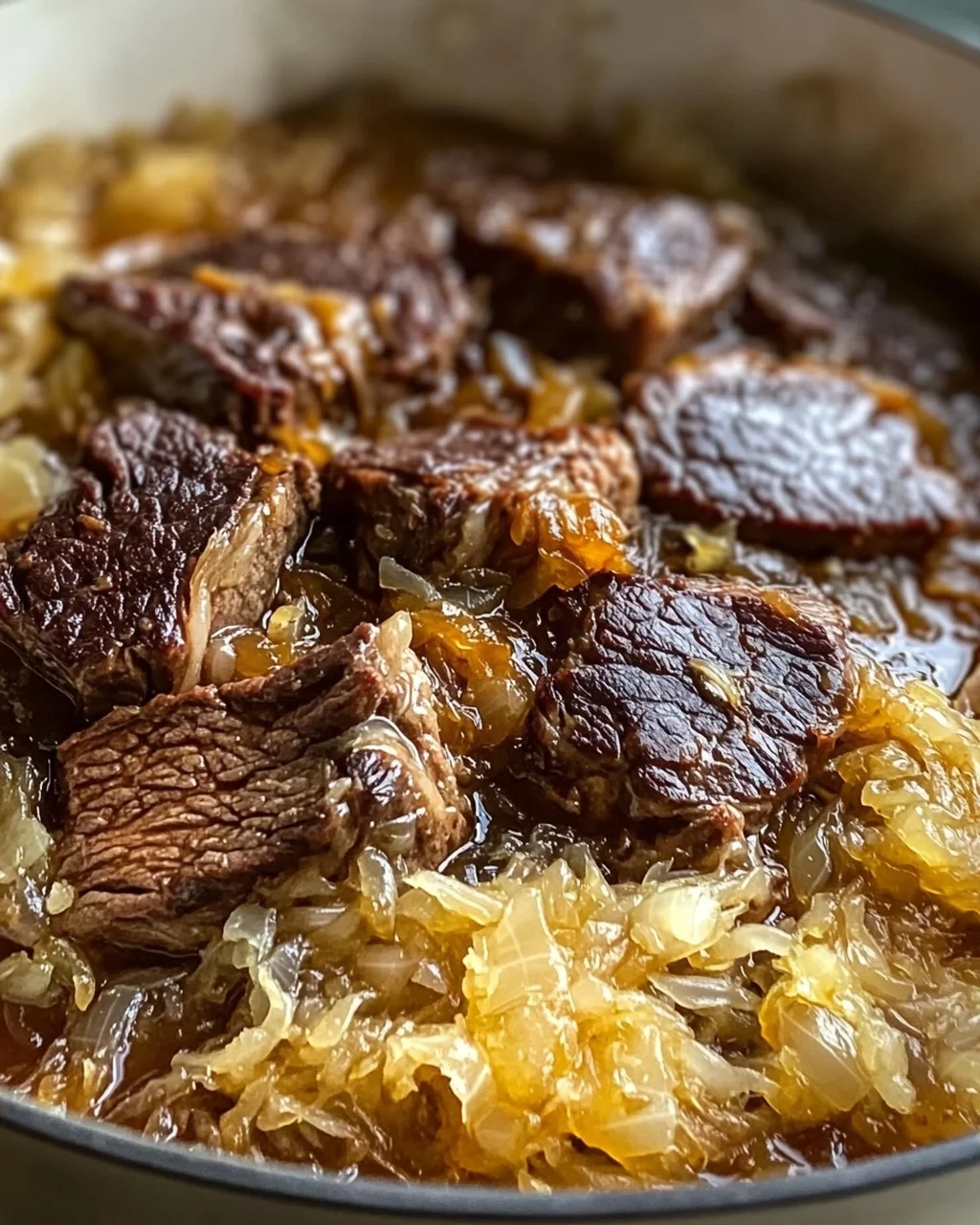 Saftiges Rindfleisch mit Sauerkraut und braunem Zucker Rezept