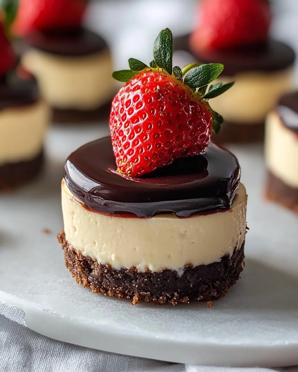 Schokoladenüberzogene Erdbeer-Cheesecakes – Genuss pur!