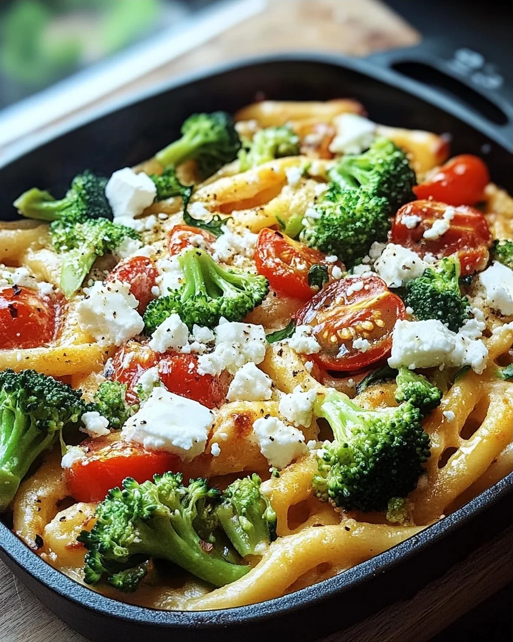 Schupfnudelpfanne mit Brokkoli, Feta und Tomaten