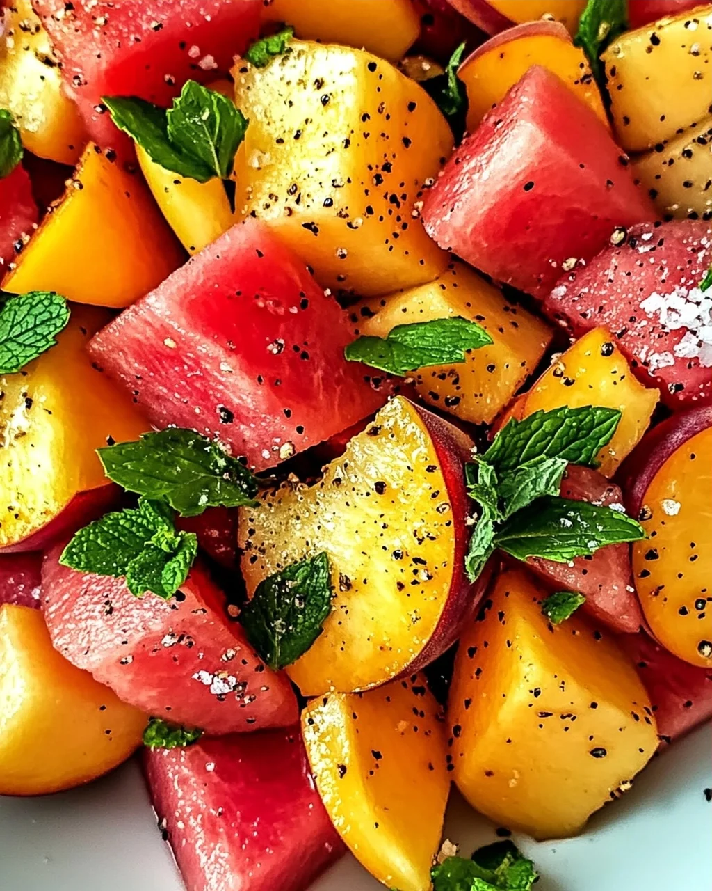 Sommerpfirsich-Wassermelonen-Salat für heiße Tage