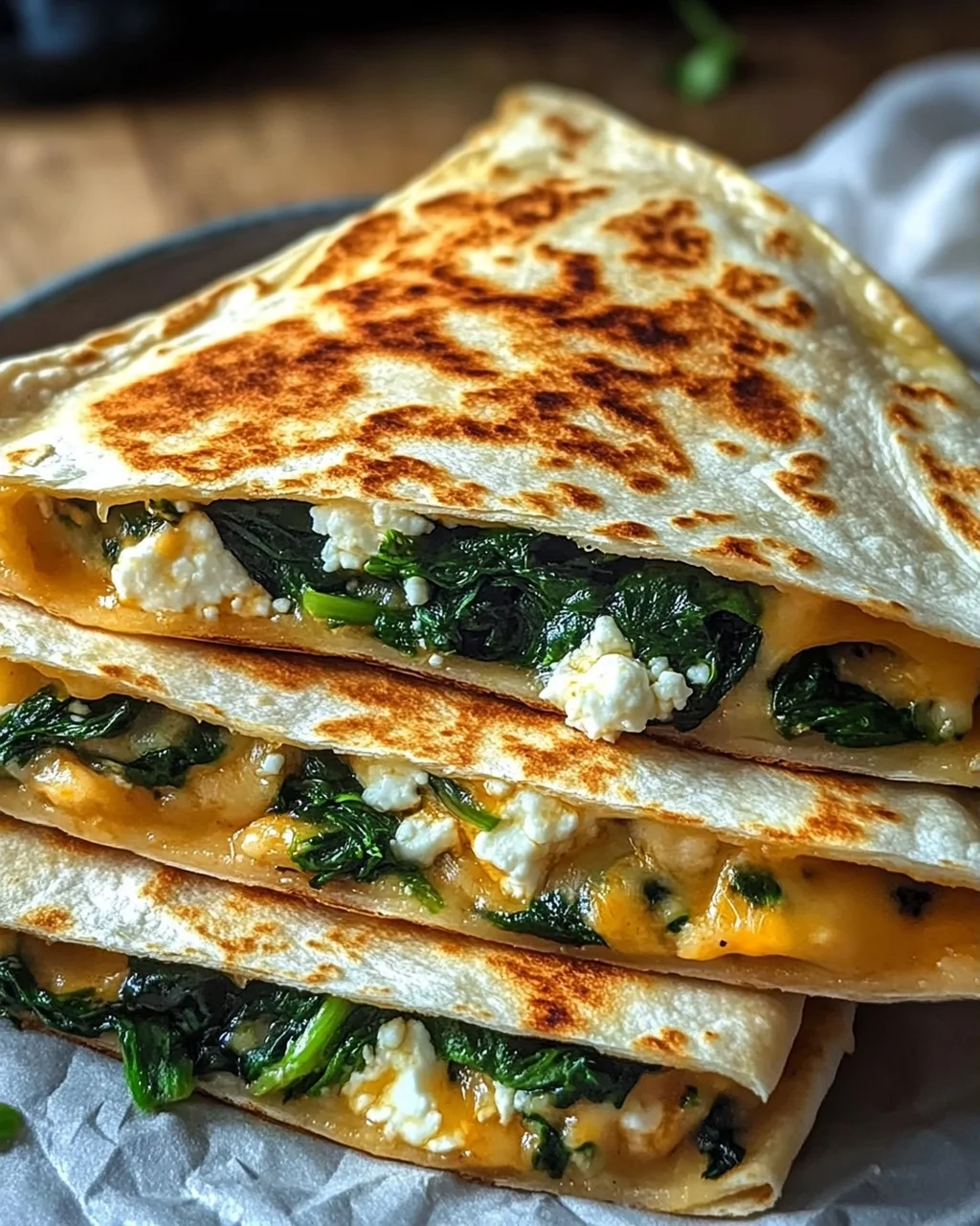 Spinat und Feta Quesadillas in 20 Minuten