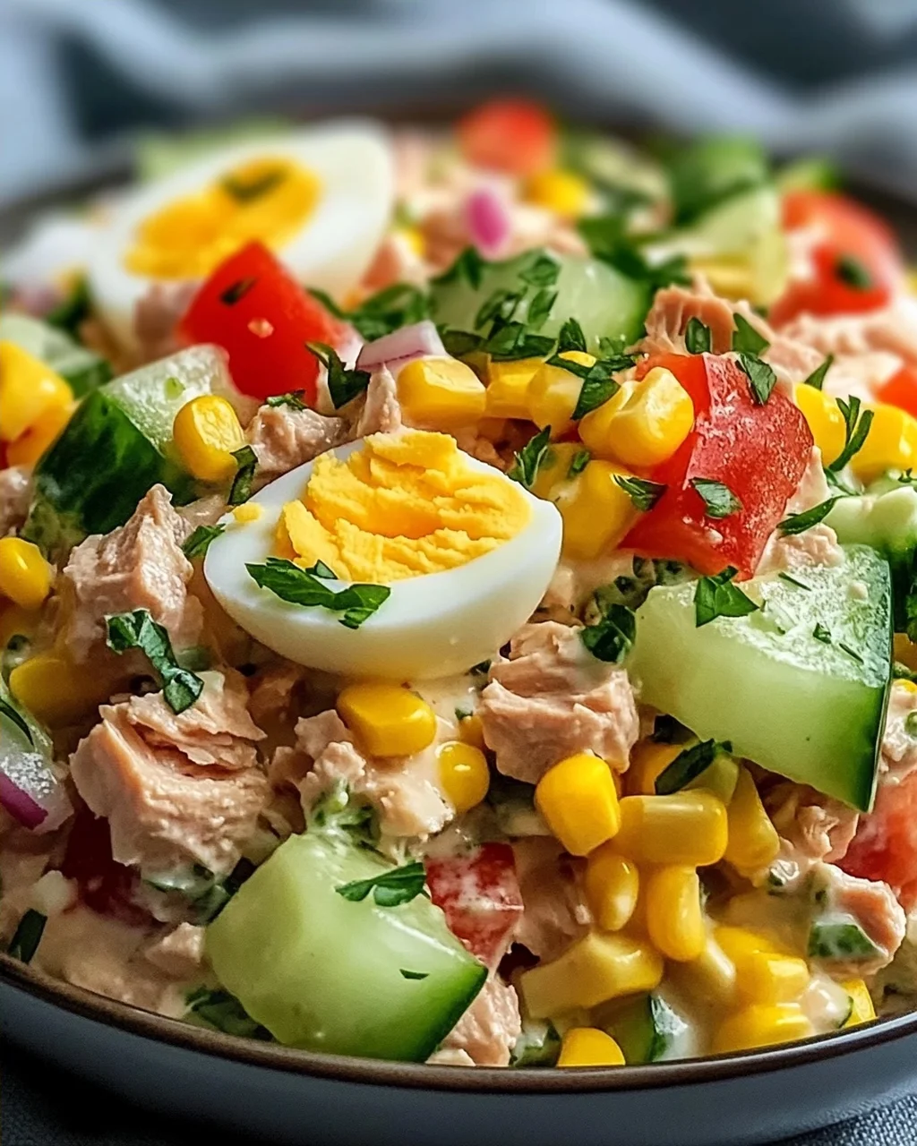 Thunfischsalat mit Ei und Gurke