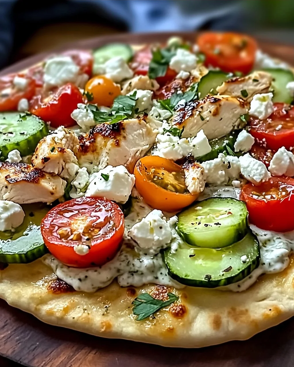 Tzatziki Hähnchen Pizza: Mediterranes Genussfeuer