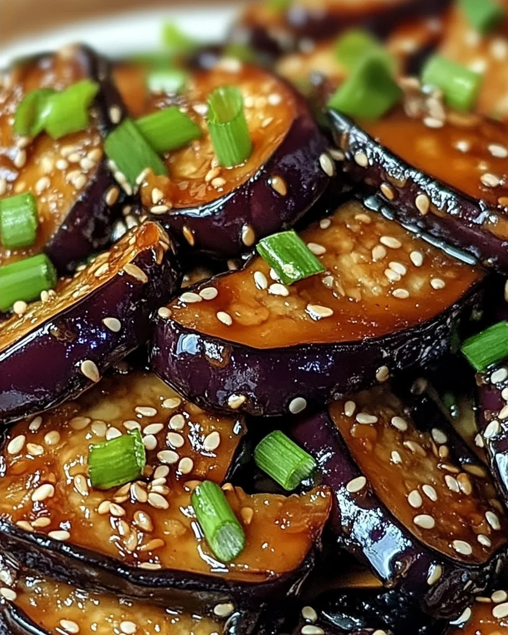 Unwiderstehlicher Klebriger Knoblauch-Aubergine Genuss