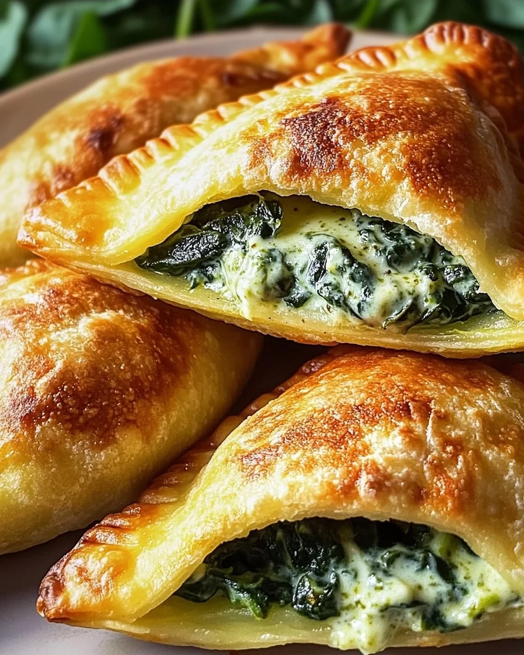 Vegane Kartoffeltaschen mit Spinat-Frischkäse-Füllung