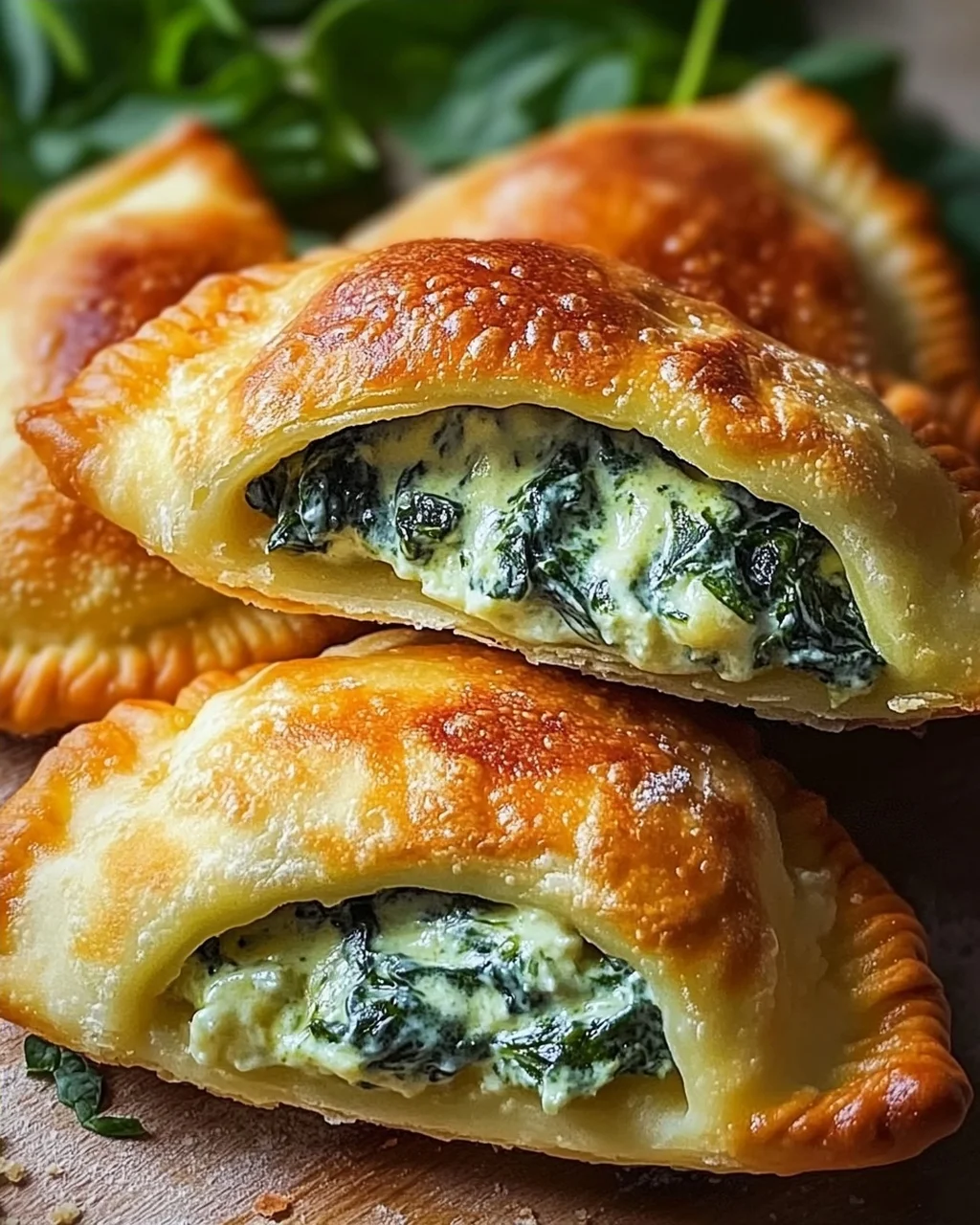 Vegane Kartoffeltaschen mit Spinat-Frischkäse-Füllung