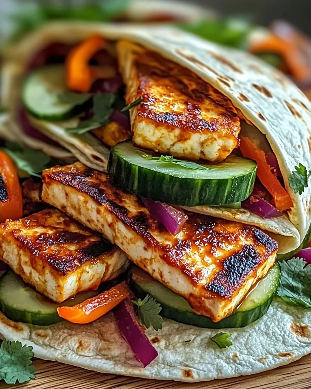 Vegetarische Süß-Chili-Halloumi-Wraps für deinen Genuss