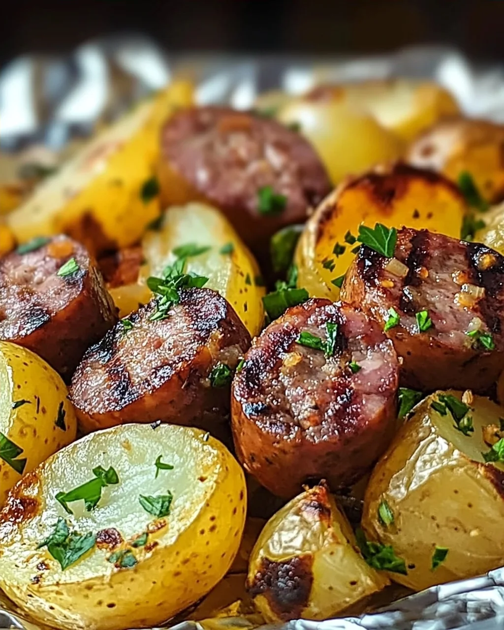 Wurst & Kartoffel Folienpaket schnell und lecker
