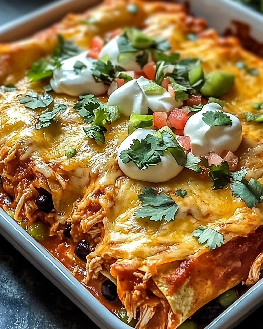 Zerrissenes Hühnchen Enchilada Auflauf für Ihre Familie